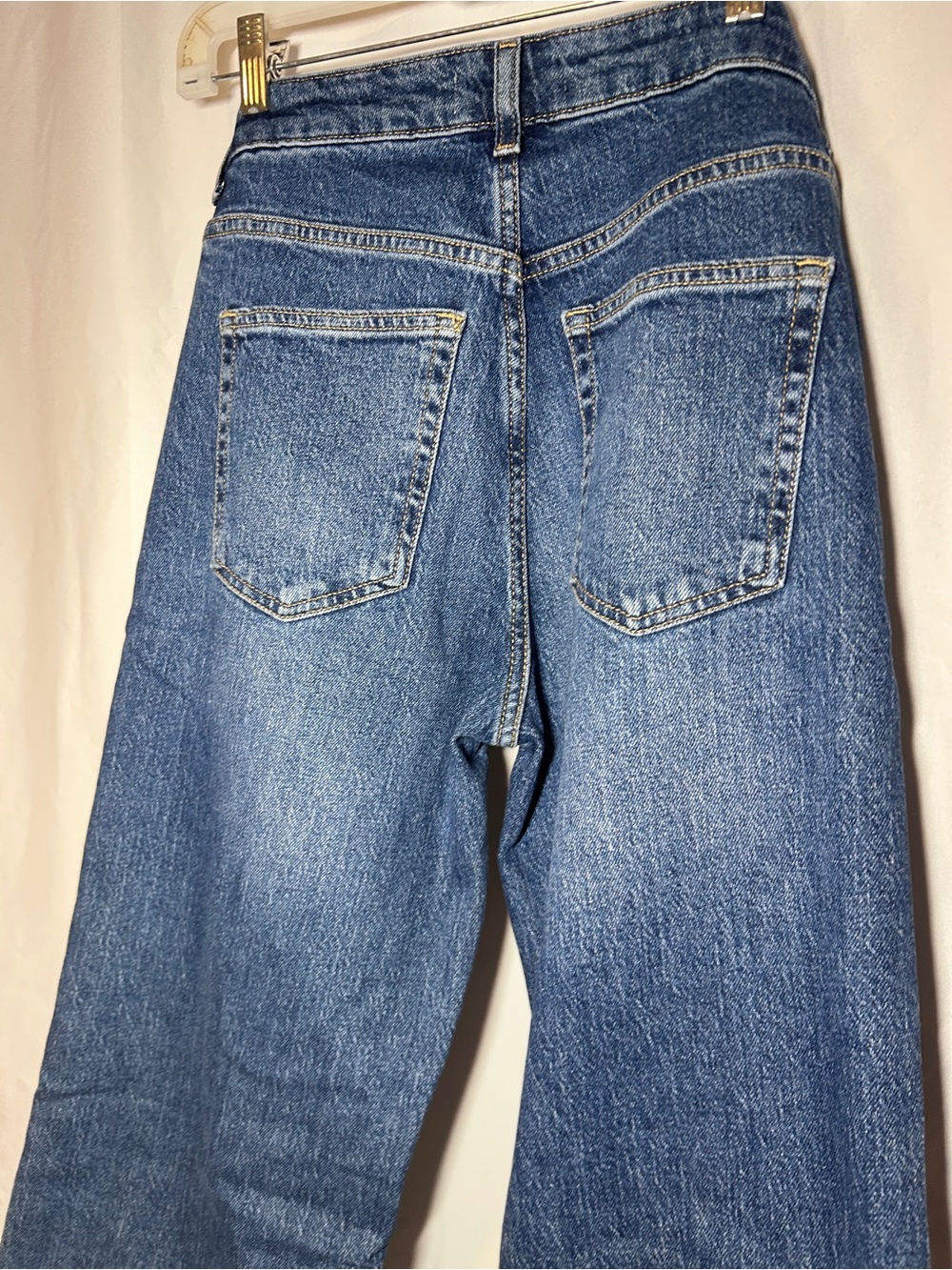 H&M High Rise Flare Jeans Womens 6 Blue Wash Wide Leg Stretch Denim - Picture 9 of 9